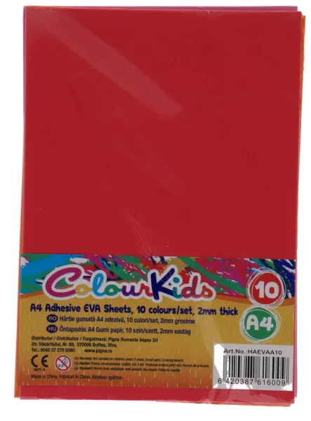 Hartie gumata adeziva 10 culori A4 2mm grosime